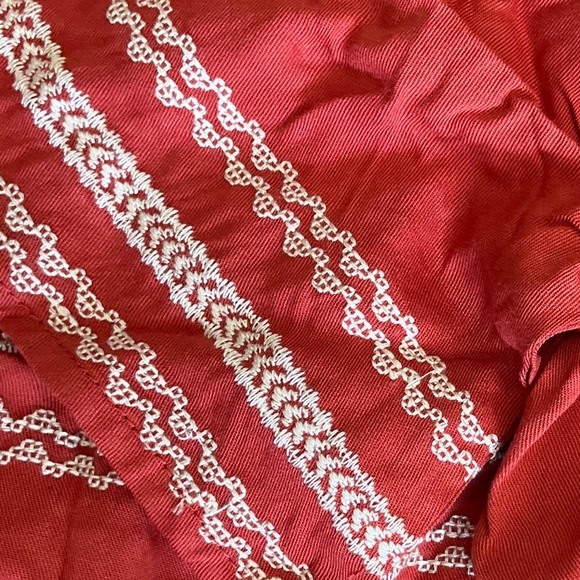 LAST ONE❗️POLAGRAM Boho Chic Rust Short Embroidered Detail Midi Tired Dress - Picture 4 of 5